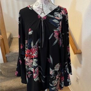 City Chic Black and Pink Bell Sleeve Blouse